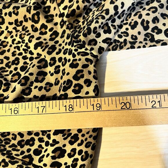 Womens VTG Animal Print Y2K Blouse L 3/4 Sleeves Vneck Cheetah Casual Rockabilly - Picture 7 of 9
